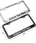 Customizable License Plate Frame For Cars Rust-Proof Aluminum Front Or Rear Mount Dope Silver Finish Includes Screws Add Your Text Or Design Durable Exterior Auto Accessory For Women And Men, silver and black frames with text