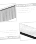 Close-up of stainless steel staples from Straight Up Solid Plantation Shutter Repair Kit With Forty Pieces Tilt Rod Nails And Indoor Window Louver Fix Tools For Quick Hassle Free Home Upkeep Good.