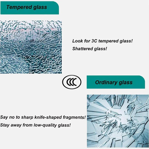 Comparison of tempered glass and ordinary glass, showcasing safety features of Real Deal Tempered Glass Lazy Susan Rotating Turntable.