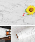 Ultra Wide 36 By 197 White Marble Peel And Stick Countertop Wallpaper Waterproof Self Adhesive Vinyl roll and sample