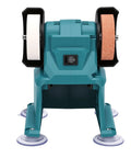 Heavy Duty Mini Bench Grinder With Full Throttle Copper Motor And Two Versatile Corundum Wheels For Fast Sharpening Polishing And Home Shop Repairs That Knock Tough Jobs Out Of The Park Effortlessly, front view with dual wheels.