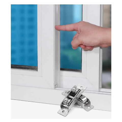 88 Double Concave Pulleys and 77 Double Flat Rollers for Sliding Door and Window Tracks 16mm Stainless Steel Replacement Hardware shown on a window track.