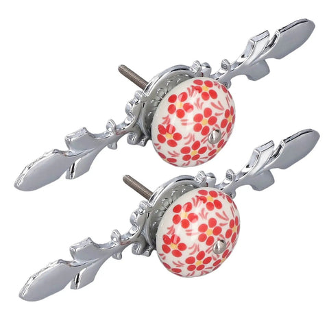 Next Level Blue And White Porcelain Cabinet Handles Featuring Heavy Duty Zinc Alloy Base Two Piece Drawer Set For Bedroom Furniture And Cupboards That Are Straight Up Gorgeous, red spotted design.