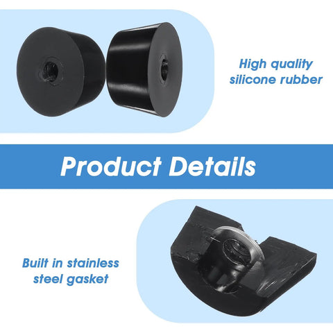Heavy Duty Rubber Feet Speaker Isolation Pads Enhance Audio With Carbon Steel Screws To Block Scratches And Vibration On Subwoofers Guitar Amps And Furniture These 12 Black Rubber Blocks Deliver Gnarly Grip And Top Shelf Protection silicone rubber pads with stainless steel gaskets.