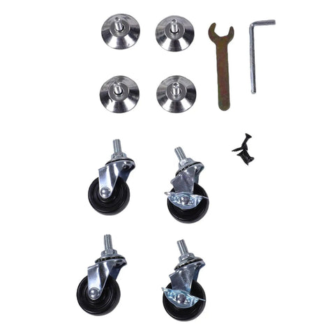 Rock Solid Heavy Duty 3D Printer Stand With High Capacity Filament Storage Rack caster wheels and assembly parts set.
