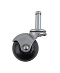 2-Inch Office Chair Caster With Soft Black Rubber Ball, Chrome Hooded Swivel, Double Ball Bearing, Grip Ring Stem 7/16-Inch By 1-7/16-Inch