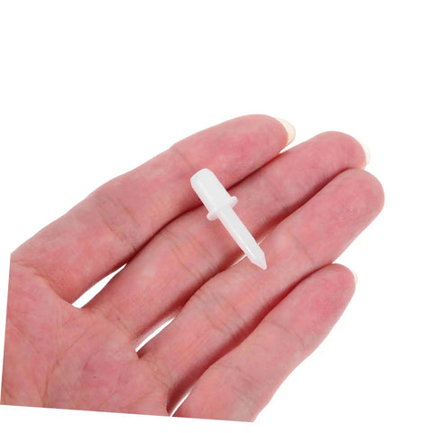 Heavy Duty White Plastic Shutter Repair Pins And Louver Spring Clips For Quick No Fuss Household Fix Ups Rock Solid Replacement Kit held in hand.