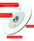 Smooth Operator Tempered Glass Lazy Susan Turntable Serving Tray Hella Sturdy Silent Bearing Rotation For Dining Table Kitchen Centerpiece 70 Cm Dinner Upgrade with thickened tempered glass and aluminum base.