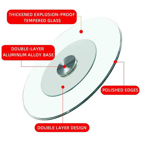 Smooth Operator Tempered Glass Lazy Susan Turntable Serving Tray Hella Sturdy Silent Bearing Rotation For Dining Table Kitchen Centerpiece 70 Cm Dinner Upgrade with thickened tempered glass and aluminum base.
