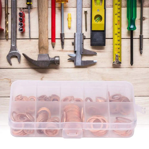 Solid Copper Flat Washers Assorted Set M5 To M14 Including 200 Pcs For Electrical Insulation Stopping Galvanic Corrosion On Aluminum Steel Or Auto Wiring Solar Panels Load Distribution Kit Good For Home Or Garage Use Solid Copper Gear You Gotta Grab, copper washer assortment in plastic organizer