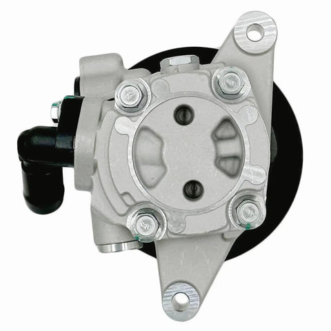 Bulletproof Power Steering Pump With Pulley Fits 2006 Through 2011 Honda Civic 18 Liter top view with bolts and fittings