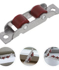 Premium Stainless Steel Sliding Window Rollers And Door Pulleys Featuring Double Wheel Bearings For Hella Smooth Gliding And No Sweat Heavy Duty Hardware Replacement 4 Pack close-up of red and silver roller assembly