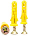 40-Piece Stainless Steel Self-Tapping Screws Kit with Expansion Screws M6x30 Cross-Head Bits and Wall Anchors, yellow plastic anchors