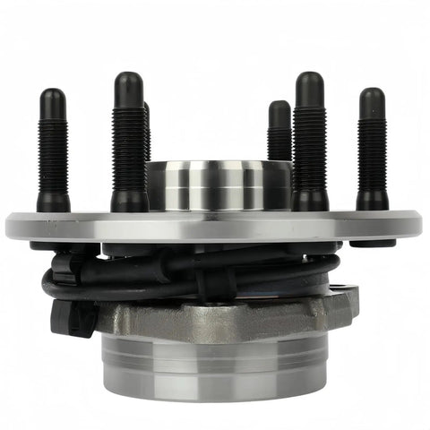 Heavy Duty Front Wheel Bearing Hub Assembly Pair For Cadillac Escalade Escalade Esv Escalade Ext Chevy Avalanche 2002-2006 4wd Awd 4x4 Direct Bolt On Replacement 515036 close-up view of front wheel hub with sealed bearings and six-bolt design.