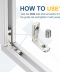 Top Shelf 2 Pack 1020 Aluminum Extrusion Profile 29.53 Inch 10X20MM Silver Anodized 6063 showing a connector and screws for setup.