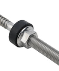 Pro Grade M10 Hanger Bolts A2 Stainless Steel With Epdm Weather Seal and Preassembled Aluminum Rail Mounting Kit for Solar Pv Panels On Metal Wood Roofs Quick And Slick Install – Close-up view of stainless steel bolt with rubber washer.