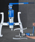 Badass 10 Ton Hydraulic Gear Puller With Adjustable Three Jaw Bearing Hub Separator Tool Built Like A Tank For No Sweat Vertical And Horizontal Shop Work, showcasing hydraulic cylinder and adjustable jaws.