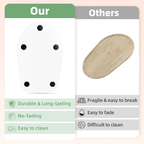 Comparison image of Premium Mixer Slider Pad Killer Friction Control For Tilt Head Cake Mixing Stands, showing durable clear tray vs fragile wood.