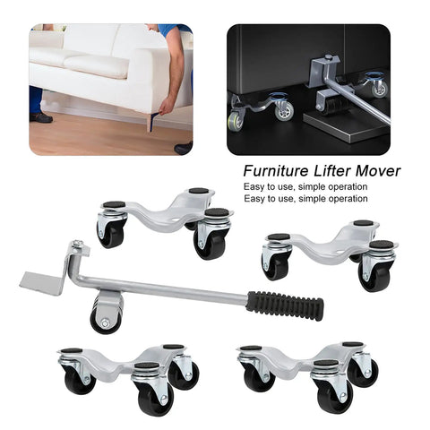 Professional Grade Heavy Duty Furniture Movers With Smooth Glide Wheels And No Sweat Appliance Rollers For Hardwood Flooring And Carpet Rock Solid 400kg Load Capacity Moving Tool Set with 360 swivel wheels and lifter handle.