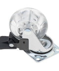 Crystal Clear 2 Inch Caster Wheels Set Of 8 With Brakes for carts cabinets dressers benches. 360-degree top plate side view.
