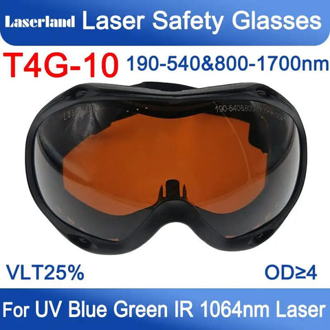 Professional Laser Safety Glasses Delivering Bulletproof OD6 Deflection For Yag Blue Green Lasers And Uv Curing Rigs with brown tinted lenses.
