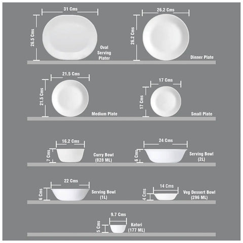 Straight Up Chip Resistant Round Soup Bowls Set Of Six Lightweight Glass Dinnerware in Crisp Winter White Finish dimensions diagram.