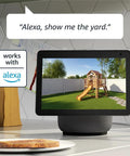Tablet showing surveillance image from Outdoor 4 Wireless Smart Security Camera System With 1080p HD Day And Night Vision