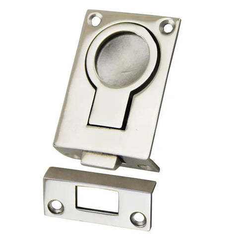 Hardcore Marine Grade 316 Stainless Steel Flush Pull Ring Handle Built Like A Tank For Boat Hatch Lockers And Deck Cabinets Slick Finish Meets Every Demand, showing a polished handle with a rectangular base.