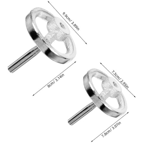 Pro Grade Ergonomic Lathe Hand Wheel Set, Carbon Steel, Chromed Finish, Square Edge Design, 2 Pack Reducing Hand Fatigue For Milling And Drilling Machines, Universal Fit For Long Run Sessions, 7.5cm and 8cm size