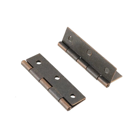 Heavy Duty Folding Butt Hinges 2.5 Inch Iron With Red Bronze Finish 12 Pack for garden box and craft door mounting.