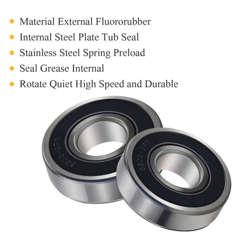 Built Tough Front Load Washer Bearing And Tub Seal Repair Kit Compatible With Lg And Kenmore smooths clunky spins, showing two durable steel bearings.