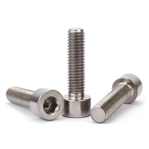 Top Notch Grade 2 Titanium Hexagon Head Socket Cap Screws 10 Pack M10 By 45mm stacked display showing bolts and heads