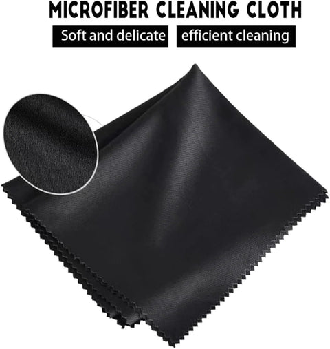 12-pack microfiber cleaning cloths, 6 black & 6 gray, 6x7 inches, soft lint-free lens cloths for glasses, screens, cameras