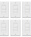 Front view of six Digital Dimmer Light Switch for 200W Dimmable LED and CFL Lights, Single Pole Slide Dimmer, No Neutral Wire Needed, UL Listed