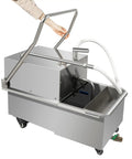 Mobile Commercial Deep Fryer Oil Filter Cart With 550W Motor And 55 Liter Stainless Steel Tank for grease separation in kitchens.