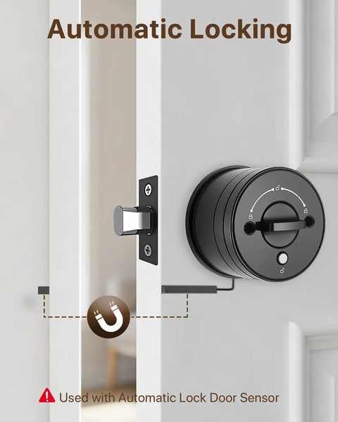 Legit Smart Fingerprint Door Lock With Keypad And Wireless App Control For Next Level Home Safety, showing automatic locking mechanism detail.
