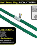 Endless Round Sling Made From Heavy Duty Polyester With Dual Cover Protection For Lifting Rigging Moving Towing Hoisting Made In The USA 5300 Lb Vertical Load Rating At Three Feet ENR2 Green product details and specifications