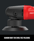 Side view of Variable Speed Random Orbit Polisher 6 Inch With 4.5 Amp Motor, showing random orbit for swirl free polishing
