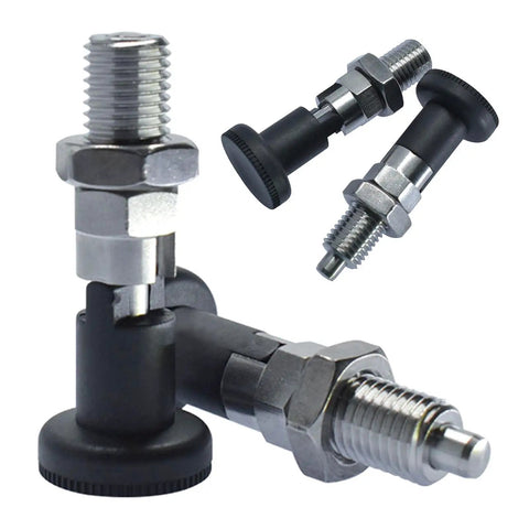 Grit Proof Stainless Steel Indexing Plunger Featuring A Rock Solid Spring Lock And Smooth Hex Adjustment Knob For Professional Setup And Quick Trade Floor Fixes, showcasing multiple angle views.