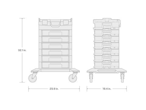 Diagram of 248 Piece Tool Set In A Modular Stacking Tool Cart With Six-Drawer L-BOXX Compatible Organizer Heavy-Duty Hand Tools