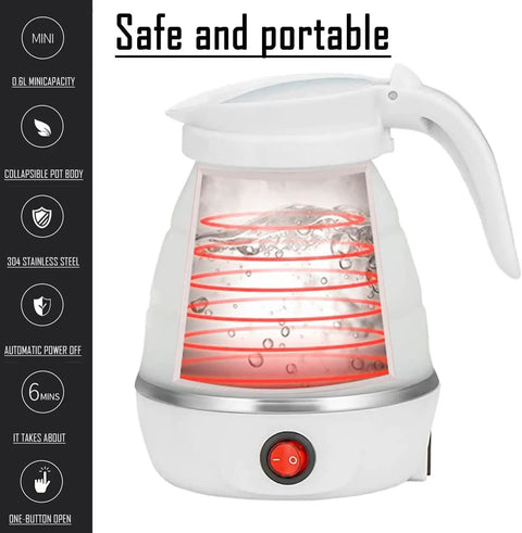 Foldable Travel Kettle For Camping Portable Silicone Collapsible Teapot With Auto Shutoff Safe Materials Easy To Store