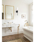 Modern Wall Sconce Lights 2 Pack Soft Black Vanity Fixtures With Fabric Shade in elegant bathroom setting
