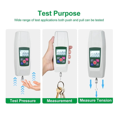 Top Shelf Professional Digital Force Gauge Push Pull Tester Meter With Peak Hold Feature And Multiple Unit Conversion For No Sweat Tension And Compression Testing Built Durable in use measuring pressure and tension.
