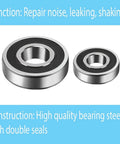 Heavy Duty Washer Tub Bearing Seal Kit Replacement For Top Load And Front Load Machines showing steel bearings with seals.