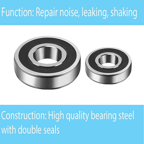 Heavy Duty Washer Tub Bearing Seal Kit Replacement For Top Load And Front Load Machines showing steel bearings with seals.
