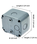 IP66 Weatherproof Electrical Junction Box Enclosure For Outdoor Electronics, Dustproof And Rugged Waterproof ABS Plastic, Gray, 3.3x2.8x2.3 Inch, Project Box, 100 Pack with dimensions marked