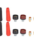 Jauarta 12 Pcs Welding Cable Panel Connector Quick Fits Plug Socket Set With Red Black Power Supply, ABS connectors and ends shown.