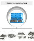 Chrome Vanadium Socket And Wrench Auto Repair Combo Kit Builds Tough Grabs Rusty Bolts Ready To Roll In The Garage, blue case with assorted sockets