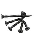 Rock Solid Number Six Fine Thread Drywall Screws Assortment With Phillips Bugle Heads For Sheet Rock And Wood Fixes Heavy Duty Rustproof Carbon Steel DIY Hardware Kit, black screws on white background.