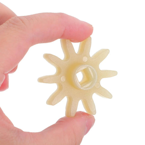 10 Pack Mini Plastic Gear Wheels For Candy Dispensers, High Precision Rotating Mechanism, Compact Design, Easy Install, Universal Candy Machine Replacement Parts For Gumball Machines And Snack Dispensers, white gear close-up